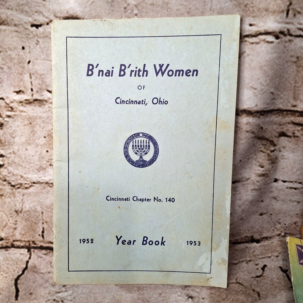 Vintage Jewish 1952-53 B'nai B'rith Women of Cincinnati Ohio Chapter No. 140
